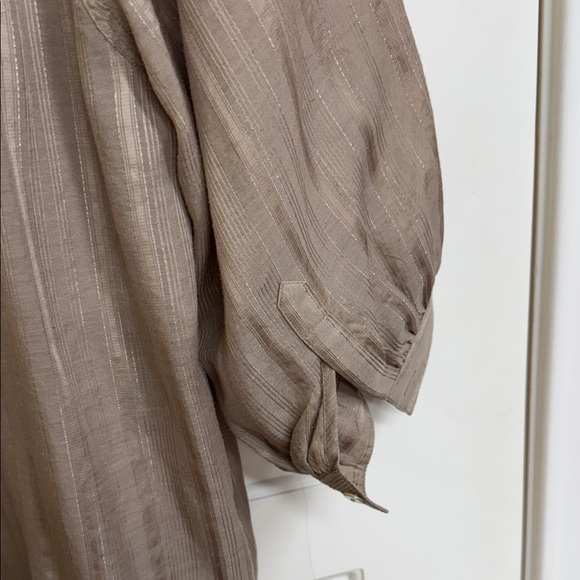 LOFT Taupe Blouse with Tie Neck - Picture 11 of 12